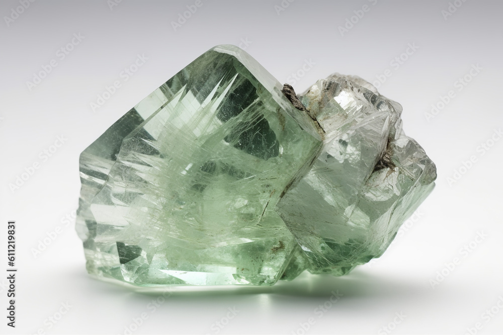 Fototapeta premium Chrysolite. Natural gemstone on the white background. Generative AI.