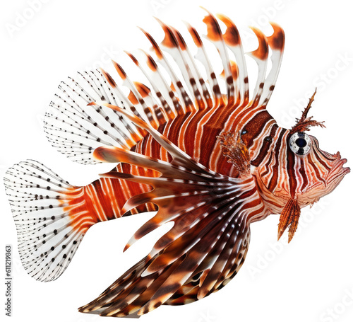 lionfish isolated on white background as transparent PNG  generative AI animal