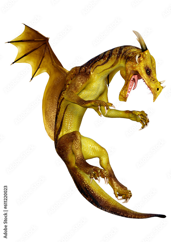 Fototapeta premium 3D Rendering Fairy Tale Dragon on White