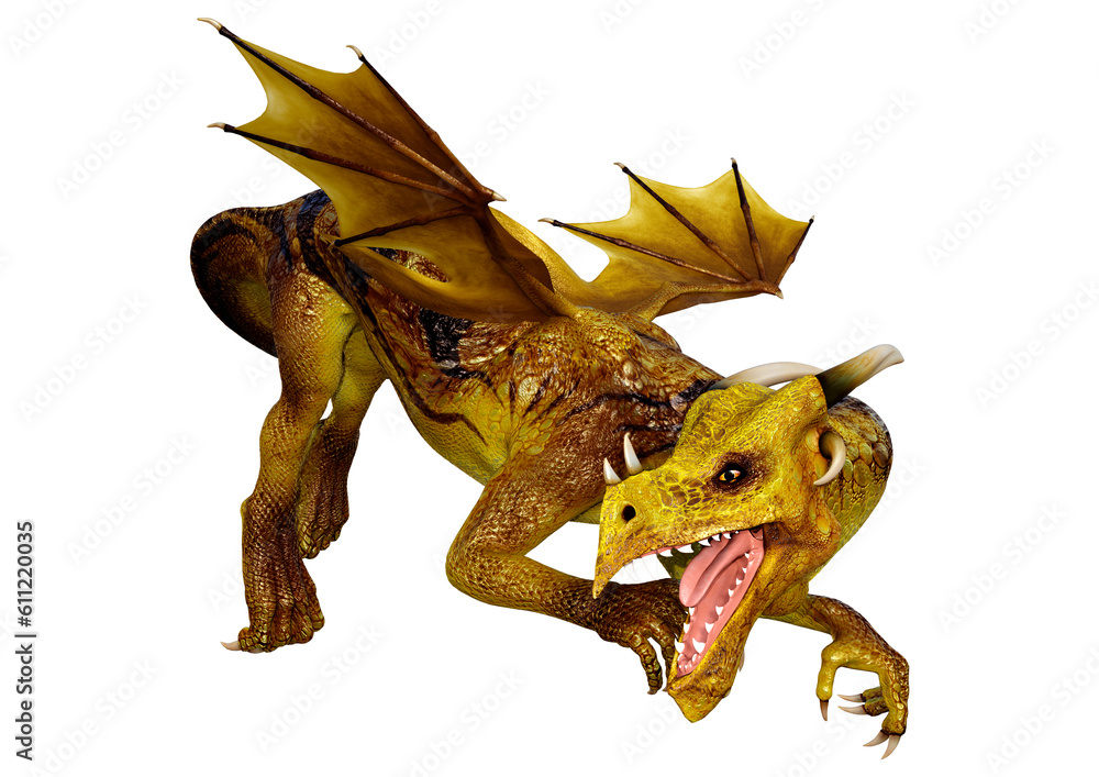 Fototapeta premium 3D Rendering Fairy Tale Dragon on White