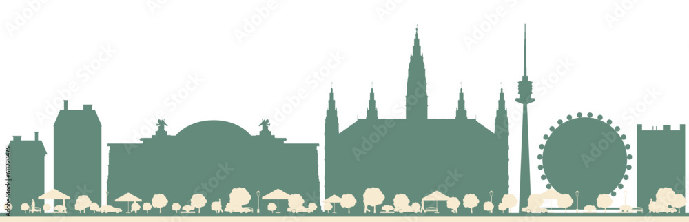 Abstract Vienna Austria City Skyline with Color Buildings.