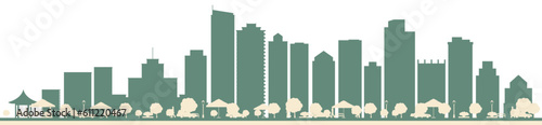 Abstract Vancouver Canada City Skyline with Color Buildings.