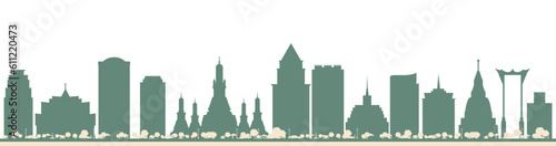 Abstract Bangkok Thailand City Skyline with Color Buildings.