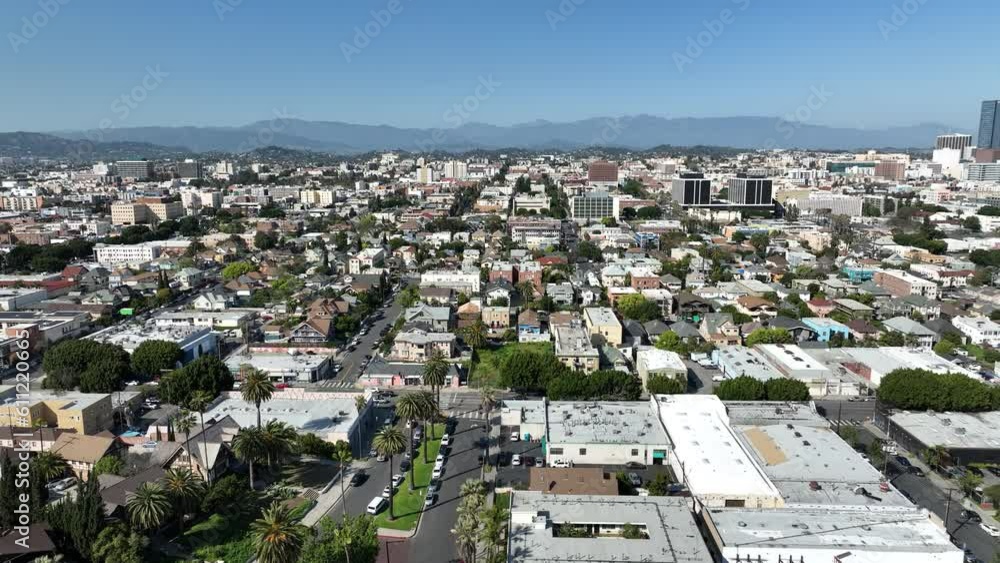 Los Angeles Downtown Pico Union Aerial Shot L in California USA Los Angeles Downtown Pico Union Aerial Shot L in California USA