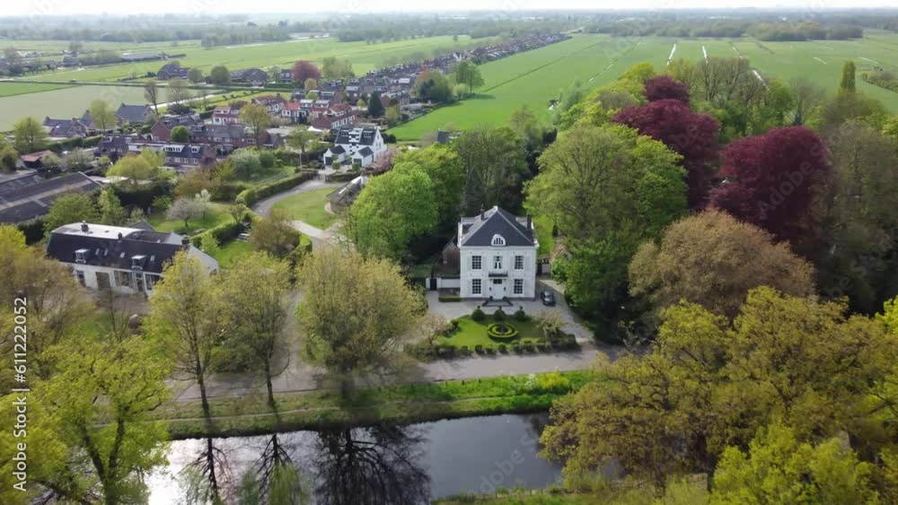 Drone establishment shot of a villa in the Netherlands Drone establishment shot of a villa in the Netherlands