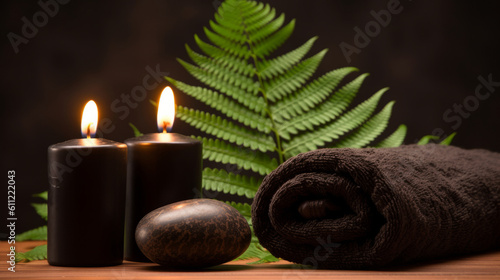 Spa background with candles. Illustration AI Generative..