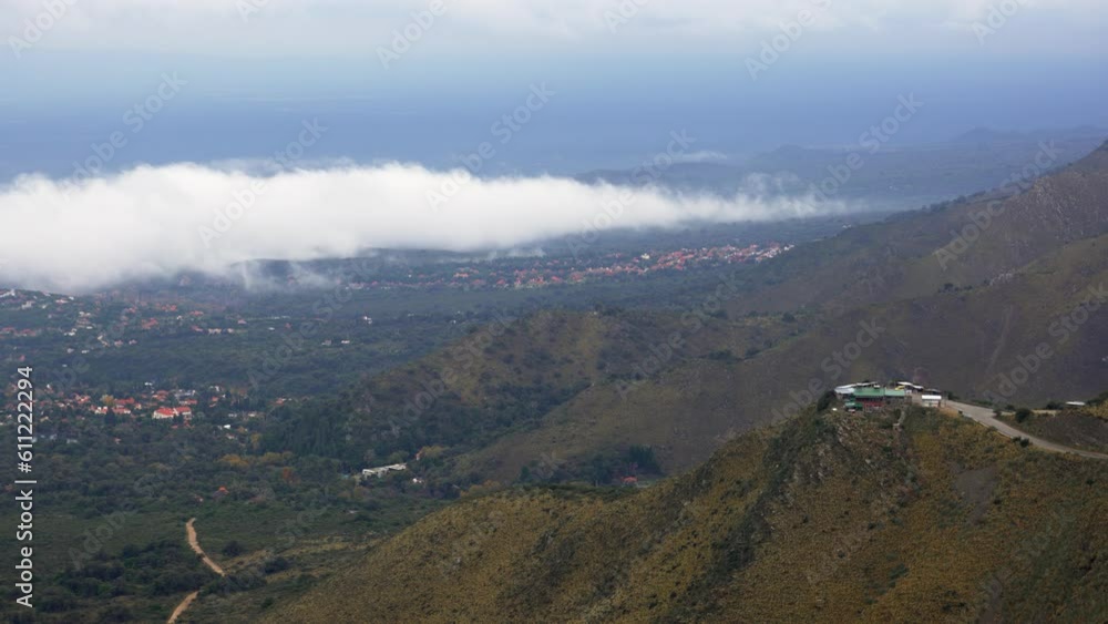 Valley with clouds and viewpont in the slope of the comechingones mountains in Merlo, San Luis, Argentina. Time lapse. Valley with clouds and viewpont in the slope of the comechingones mountains in Merlo, San Luis, Argentina. Time lapse.