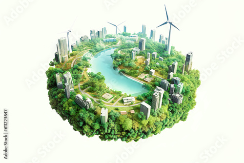 Smart city Sustainable Living or eco friendly concepts.community design and environment.earth climate change green energy generation.generative ai technology