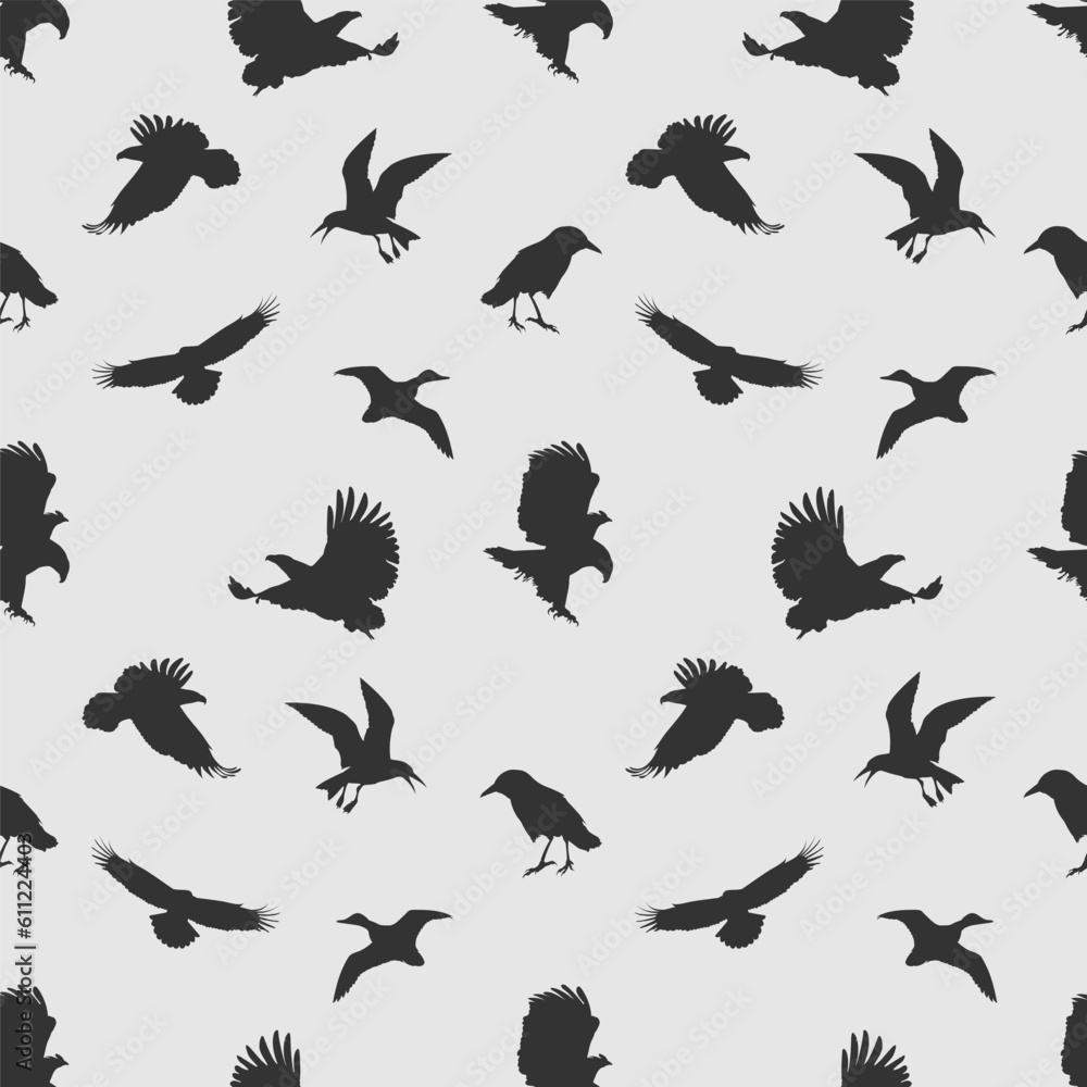 Fototapeta premium Seamless Set Birds.Vector illustration Wallpaper and Background 