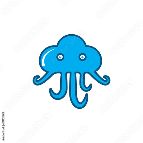octopus cloud logo design illustration.