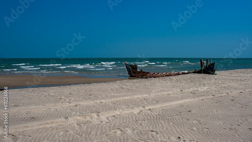 Boat broken on the beach