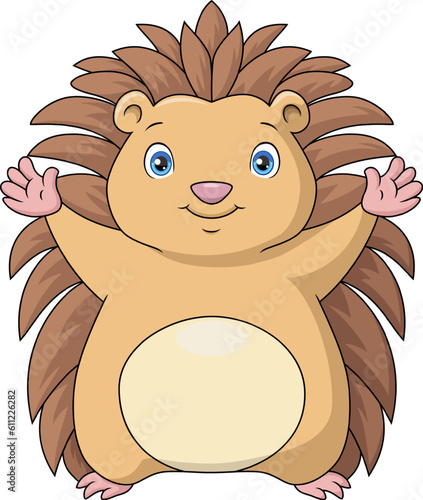 Cute hedgehog cartoon waving hand