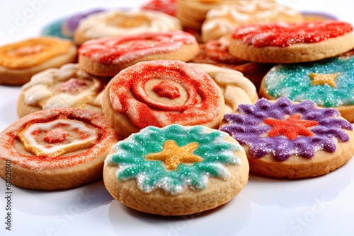 Colorful Christmas Cookies On White Background