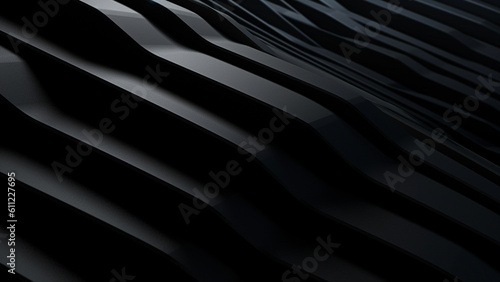 Crystal Noir  Mesmerizing 3D Render of Abstract Black Crystal Background with Faceted Texture  Macro Panorama  and Wide Panoramic Polygonal Wallpaper