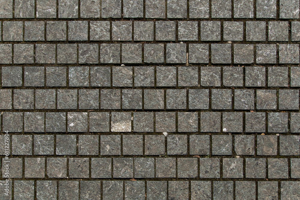 Beautiful Texture of stone gray mosaic for paths and garden