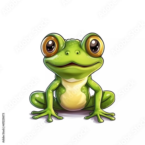 An isolated white background cartoon Frog. Generative AI.