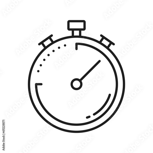Sport stop watch timer isolated speed tracker outline icon. Vector chronometer countdown, training counter with button, speed tracker, deadline