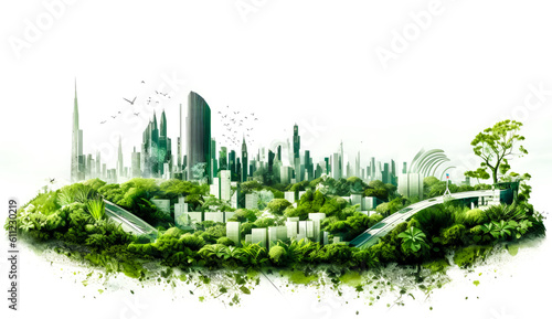 c2b environmental design regenerative cities, in the style of architectural abstraction, green, generative ai #611230219