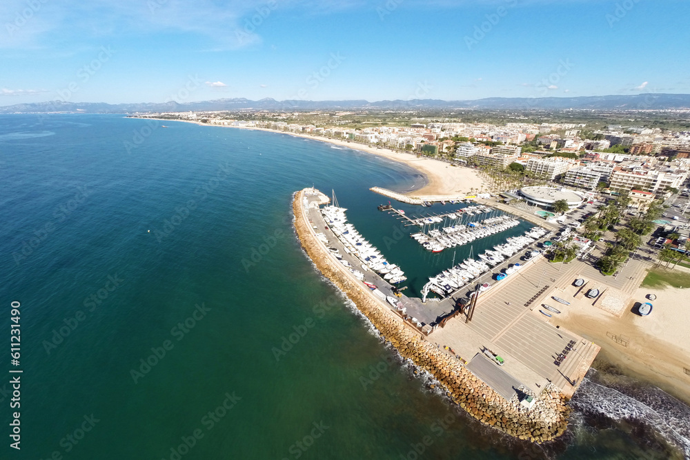 aerial image of sea landscape beach in the mediterranean sea