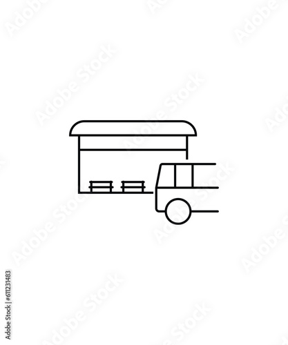 bus stand icon, vector best line icon.