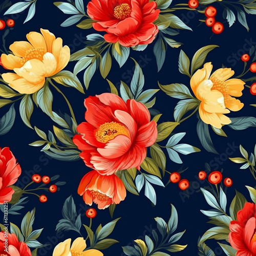 Seamless floral pattern with flowers, watercolor. Vector illustration