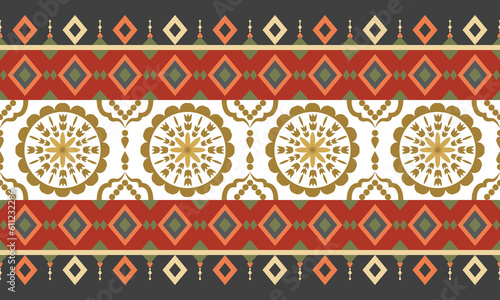 Geometric Ornament Ethnic Floral style border design handmade artwork pattern For Digital Textile Suits And Sarees Prints