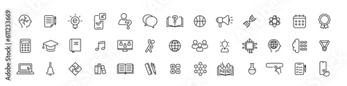 Education, e learning, school subject icon set illustration