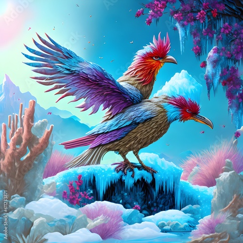 Phoenix Ice Bird, Generative AI Illustration photo