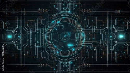 Abstract circuit board futuristic technology processing background. Generative ai.