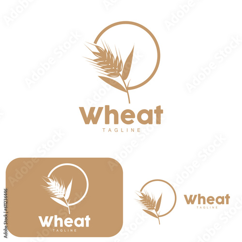 Rice Logo, Farm Wheat Logo Design, Vector Wheat Rice Icon Template Illustration