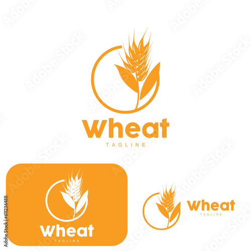 Rice Logo, Farm Wheat Logo Design, Vector Wheat Rice Icon Template Illustration