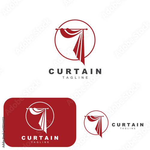 Home And Exhibition Curtain Logo Design, Building Decoration Vector Illustration