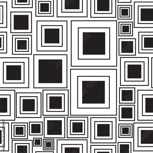 Vector seamless squares pattern. Decorative element, design template with striped black and white colors.