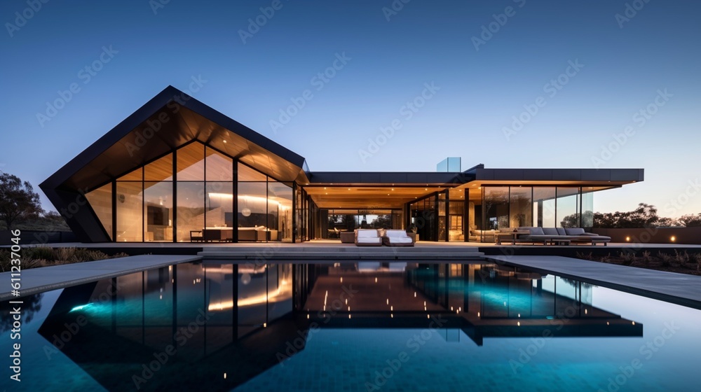 Luxurious Modern Dream Home Showcasing Sleek Minimalist Architecture and Breathtaking Landscape in High-Quality Architectural Photography	