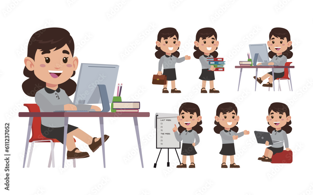 Set of people with different poses