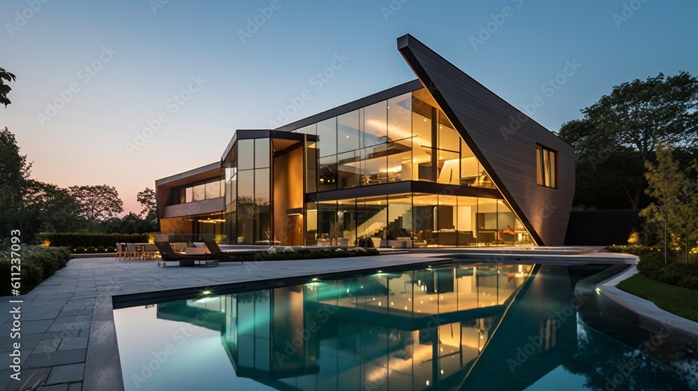 Luxurious Modern Dream Home Showcasing Sleek Minimalist Architecture and Breathtaking Landscape in High-Quality Architectural Photography	