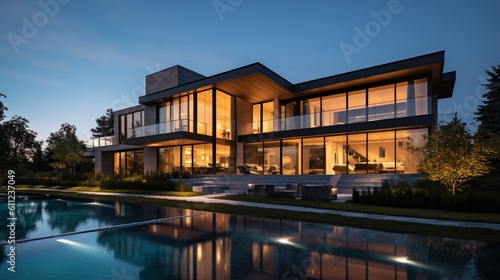 Luxurious Modern Dream Home Showcasing Sleek Minimalist Architecture and Breathtaking Landscape in High-Quality Architectural Photography 