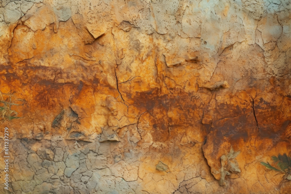 Fototapeta premium Cave Stone Old Wall With Ground Layers For Wallpaper And Background Created With Artificial Intelligence