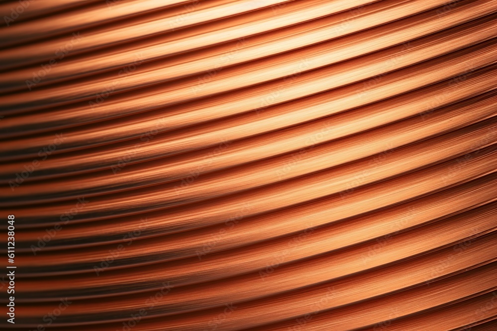 Brushed copper lines metal background texture created with Generative