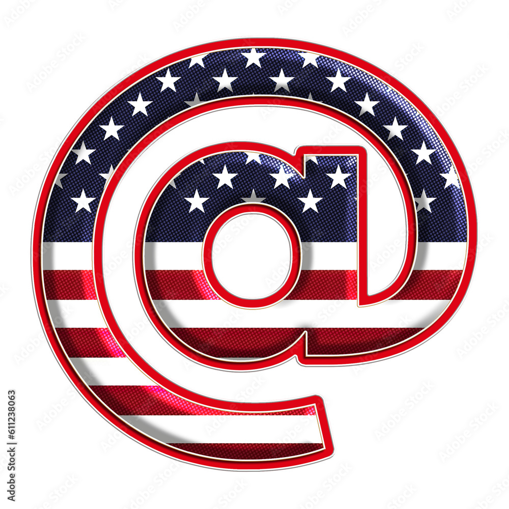 Fototapeta premium 4th July US Flag symbols and punctuation marks. This is a part of a set which also includes uppercase and lowercase letters, numbers, shapes, and frames