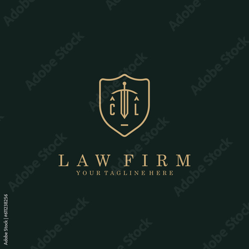 CL initials sword and shield logo design logo vector stock image