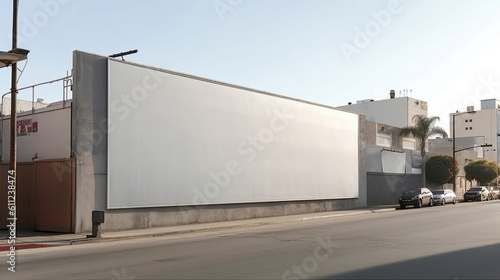 Large blank billboard on a street wall. Generative Ai