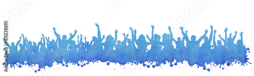 Εκτύπωση καμβά Watercolor silhouette of a crowd of people with their hands raised