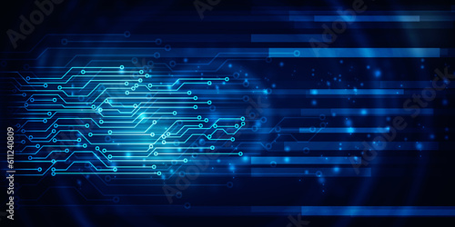 2d illustration Abstract futuristic electronic circuit technology background