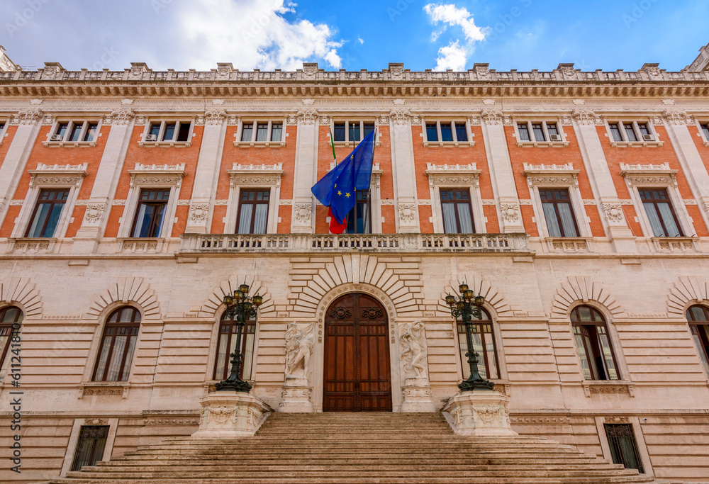 Rear facade of Montecitorio palace (seat of Chamber of Deputies - lower house of Italian parliament) in Rome, Italy