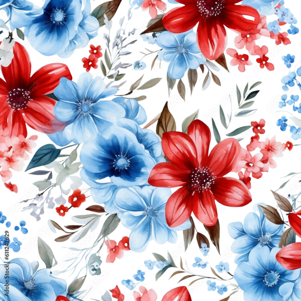 4th of July Flowers Background Sublimation, 4th of July Watercolor Clipart. Red, Blue and White Watercolor Flowers Background, Watercolor Patriotic Clipart 4th of July Flowers Background Sublimation, 4th of July Watercolor Clipart. Red, Blue and White Watercolor Flowers Background, Watercolor Patriotic Clipart