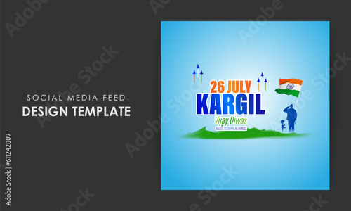 Vector illustration of Kargil Vijay Diwas social media story feed mockup template