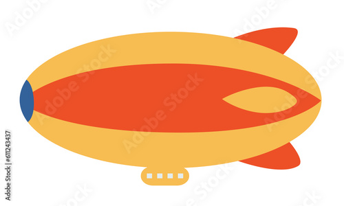 Airship in flat style. Vintage transport.