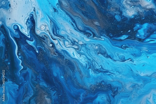 Abstract art blue paint background with liquid fluid grunge texture, Generative AI