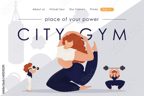 Gym advertising website, landing page, workout, sports, bodybuilding, healthy lifestyle website